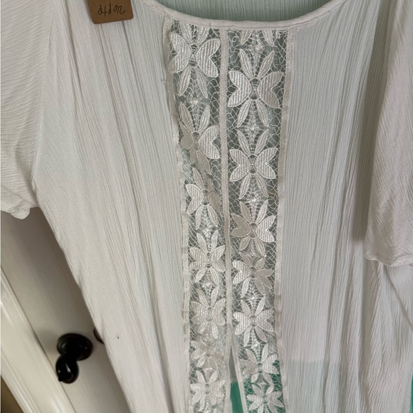 Summer Cold Shoulder Crochet Loose Beach Dress Shoulder High-Low Tunic Top - Picture 4 of 6